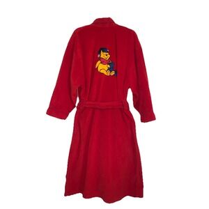 VTG Winnie The Pooh Piglet Disney Store Women's S/M Red Bathrobe Embroidered Y2K